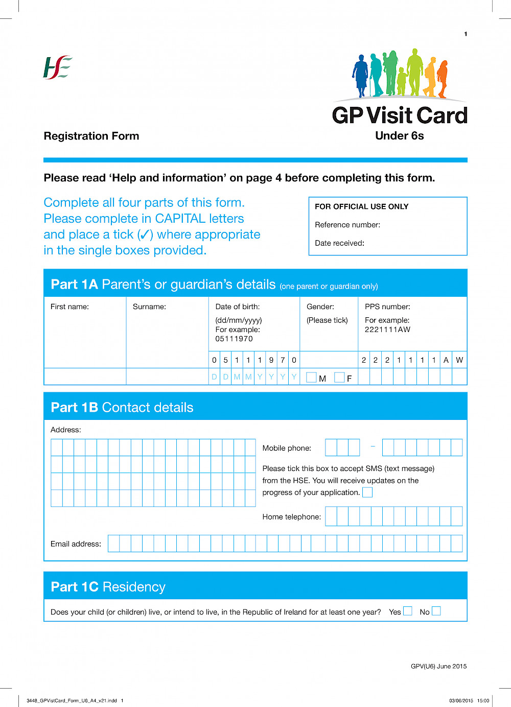 Under 6s GP Visit Card Registration Form